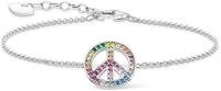 THOMAS SABO Armband mit Peace-Zeichen und bunten Steinen Silber geschw&auml;rzt 925