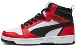 PUMA Unisex Kinder Rebound V6 Mid Jr Sneaker, Puma White Puma Black For All Time Red,
