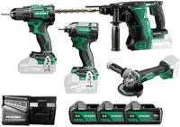 HiKOKI Combo-Kit KC18DE, 18V Akku-Werkzeug-Set mit 4 Maschinen & 3 Akkus