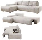 Juskys Sofa Iseo Links mit Schlaffunktion - Stoff Couch L Form f&uuml;r Wohnzimmer,