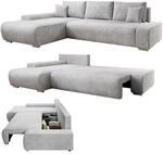 Juskys Sofa Iseo Links mit Schlaffunktion - Stoff Couch L Form f&uuml;r Wohnzimmer,
