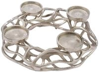 Alu Adventskranz f&uuml;r 4 Stumpenkerzen - 28 cm - Design Gitterkranz mit Kerzentellern