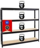 PROREGAL Schwerlastregal Dino Extra Breit 180x200x45 cm Fachlast 500kg Schwarz,