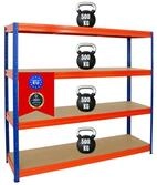 PROREGAL Schwerlastregal Dino HxBxT 180x200x60 cm Fachlast 500kg Blau/Orange,