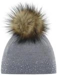 Eisb&auml;r M&uuml;tze Damen Nalin Lux Crystal - Merino f&uuml;r Frauen - mit Kunstfell-Bommel