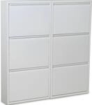 Dynamic24 XL Pisa 6 Klappen wei&szlig; &ndash; Schuhschrank &ndash; B101 x H106 x T16 cm &ndash;