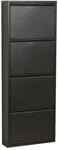 Dynamic24 Pisa 4 Klappen schwarz &ndash; Schuhschrank &ndash; B50 x H140 x T16 cm &ndash; Metall