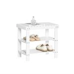 SoBuy Schuhregal Sitzbank Schuhbank mit 2 Jahren Garantie Breit 50cm wei&szlig; aus Bambus