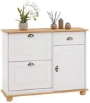 IDIMEX Schuhkipper Colmar, Wei&szlig;/Braun - schmaler Schuhschrank mit Schublade, 2