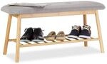 Relaxdays Schuhbank Bambus f&uuml;r 2 Personen, Polsterbank mit Schuhablage f&uuml;r 4 Paar