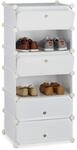 Relaxdays Schuhschrank Kunststoff, Schuhregal geschlossen, Regalsystem 6 F&auml;cher, H x