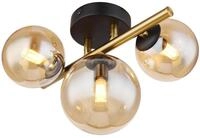 GLOBO Deckenleuchte Riha Schwarz mit Gold 3-flammig - 56135-3W