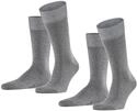 FALKE Herren Socken Happy Double Pack M So Baumwolle einfarbig 2 Paar, Grau Light