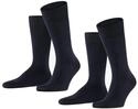 FALKE Herren Socken Happy Double Pack M So Baumwolle einfarbig 2 Paar, Blau Dark Navy