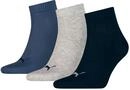 PUMA Plain Quarter Socke, Navy/Grey/Nightshadow Blue, 39-42, 3 Paar