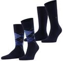 Burlington Herren Socken Everyday Mix Multipack M So Baumwolle gemustert 2 Paar, Blau