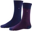 TOMMY HILFIGER Herrensocken Doppelpack Uni/Ringel blau Gr&ouml;&szlig;e 39-42