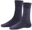Tommy Hilfiger Herrensocken Doppelpack Uni/Ringel grau Gr&ouml;&szlig;e 39-42