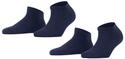 FALKE Damen Sneakersocken Happy 2-Pack W SN Baumwolle kurz einfarbig 2 Paar, Blau