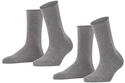 FALKE Damen Socken Happy Double Pack W So Baumwolle einfarbig 2 Paar, Grau Light Grey