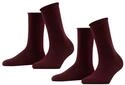 FALKE Damen Socken Happy Double Pack W So Baumwolle einfarbig 2 Paar, Rot Barolo