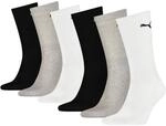 PUMA Unisex Crew Tennissocken Sportsocken Socken f&uuml;r Damen Herren 6 Paar, Farbe:004
