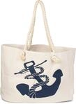 styleBREAKER XXL Strandtasche mit Anker Print | maritimer Look in Flechtoptik 
