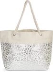 styleBREAKER Gro&szlig;e Strandtasche mit Metallic Leo Print | Damen Shopper mit