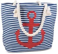 styleBREAKER gestreifte Strandtasche mit Anker Print | maritimer Shopper mit