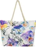 styleBREAKER Gro&szlig;e Strandtasche mit buntem Veilchen Bl&uuml;ten Print | Damen Shopper
