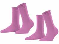 ESPRIT Damen Socken Basic Pure 2-Pack W SO Baumwolle einfarbig 2 Paar, Rot (Rose