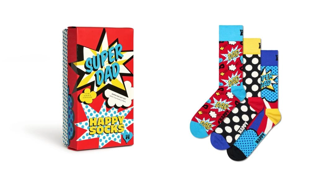 Happy Socks Father's Day Gift Box, 3er-Pack Mehrfarbig, OS Herren 41-46