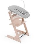 Tripp Trapp Stuhl von Stokke (Serene Pink) mit Newborn Set (Grey) - F&uuml;r Neugeborene