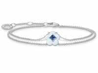 Thomas Sabo Damen Armband Blume mit blauem Stein Silber, 925 Sterlingsilber, Länge: