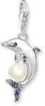 THOMAS SABO Charm-Anh&auml;nger Delfin mit Perle silber 925 Sterlingsilber, Geschw&auml;rzt,