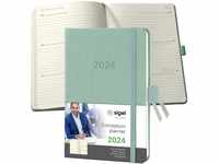 SIGEL C2473 Terminplaner Wochenkalender 2024, ca. A6, grün, Hardcover, 176 Seiten,