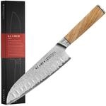 KLAMER Santoku Damastmesser 18 cm &ndash; Kochmesser aus 67 Lagen japanischem Damaszener