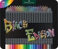 FABER-CASTELL 116490 - Buntstifte Black Edition, 100er Metalletui, bruchsicher, f&uuml;r