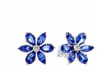 PANDORA Timeless Funkelnde Blaue Herbarium Cluster Ohrringe aus Sterling Silber mit