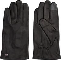 Tommy Hilfiger Herren Handschuhe Essential Flag aus Leder, Schwarz (Black), S-M