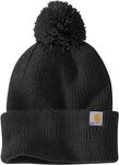Carhartt Damen Strickm&uuml;tze mit Bommelb&uuml;ndchen, Schwarz, Schwarz,...