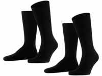 FALKE Herren Socken Swing 2-Pack M SO Baumwolle einfarbig 2 Paar, Schwarz (Black