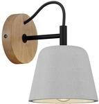 Lucande Wandlampe Skandi Holz Beton, Wandleuchte innen Wandstrahler 1x E14 max. 40W