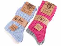 BRUBAKER 4 Paar Alpaka Socken aus 100% Alpakawolle - Wintersocken Set für...