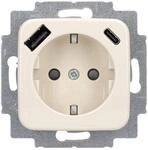 Busch-Jaeger 20 EUCB2USBAC-212 SCHUKO USB-A+C Anschluss Safety+ Cremewei&szlig; Busch-Duro