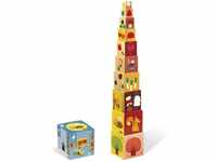 Janod - The 4 Seasons Square Pyramid - Stacking Blocks - Toddler Manipulation Toy -