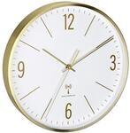 TFA Dostmann Analoge Funk-Wanduhr, 60.3534.55, 30cm, Goldener Metallrahmen, leises