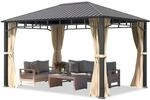 TOOLPORT Gartenpavillon 3x4 m Stahldach Hardtop 4 Seitenteile in Champagner,...