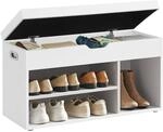 VASAGLE Schuhbank mit Sitzfl&auml;che, Sitzbank mit Stauraum, gepolstert, 3 offene