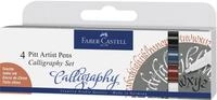FABER-CASTELL 167504 Tuschestift Pitt Artist Pen Calligraphy Set, 2,5 mm, 4er Etui,
